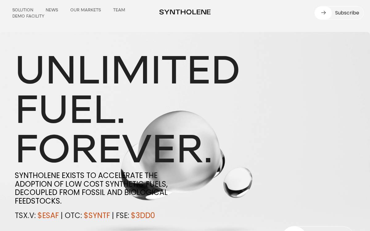 Syntholene, new website preview