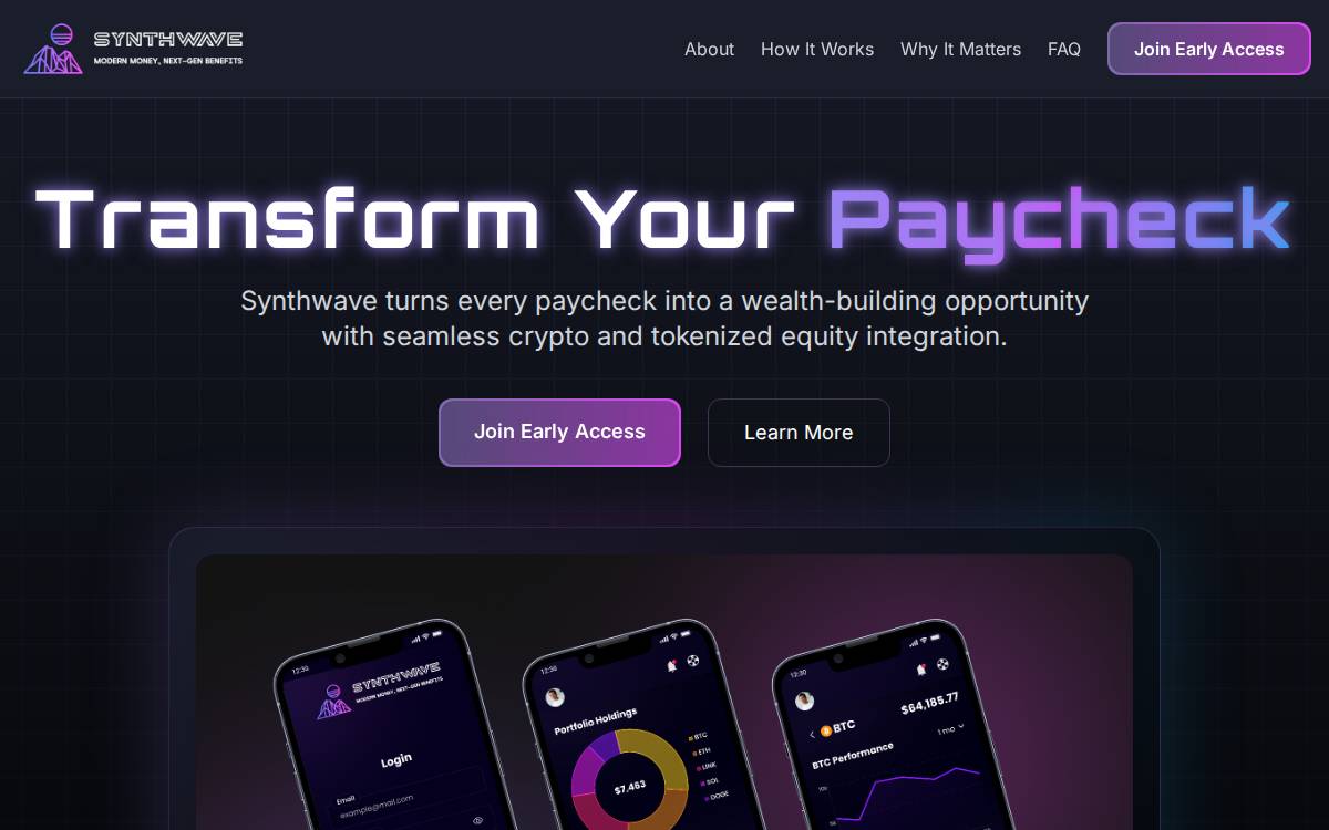 Synthwave website preview