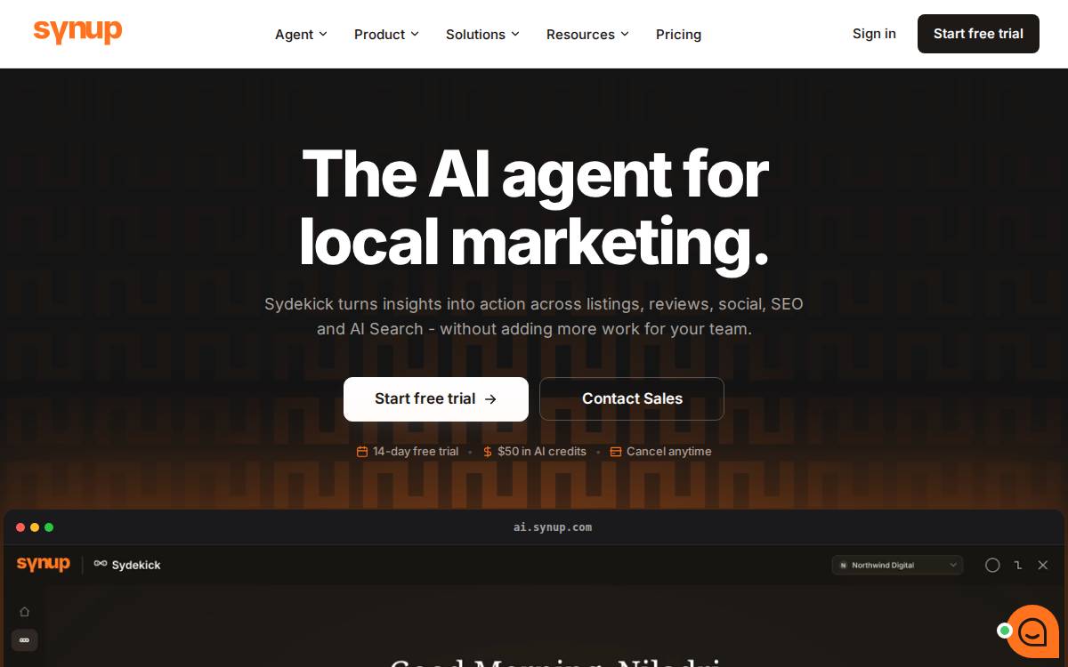 Synup website preview