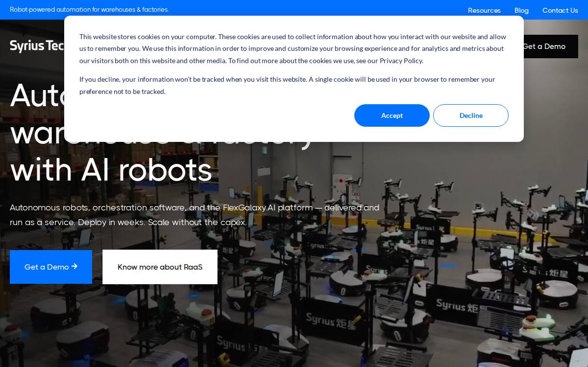 Syriusrobotics website preview