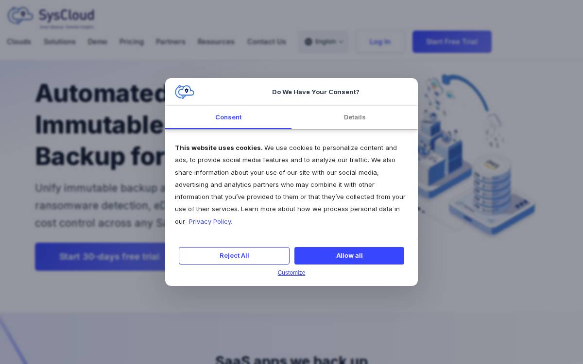 Sys Cloud website preview