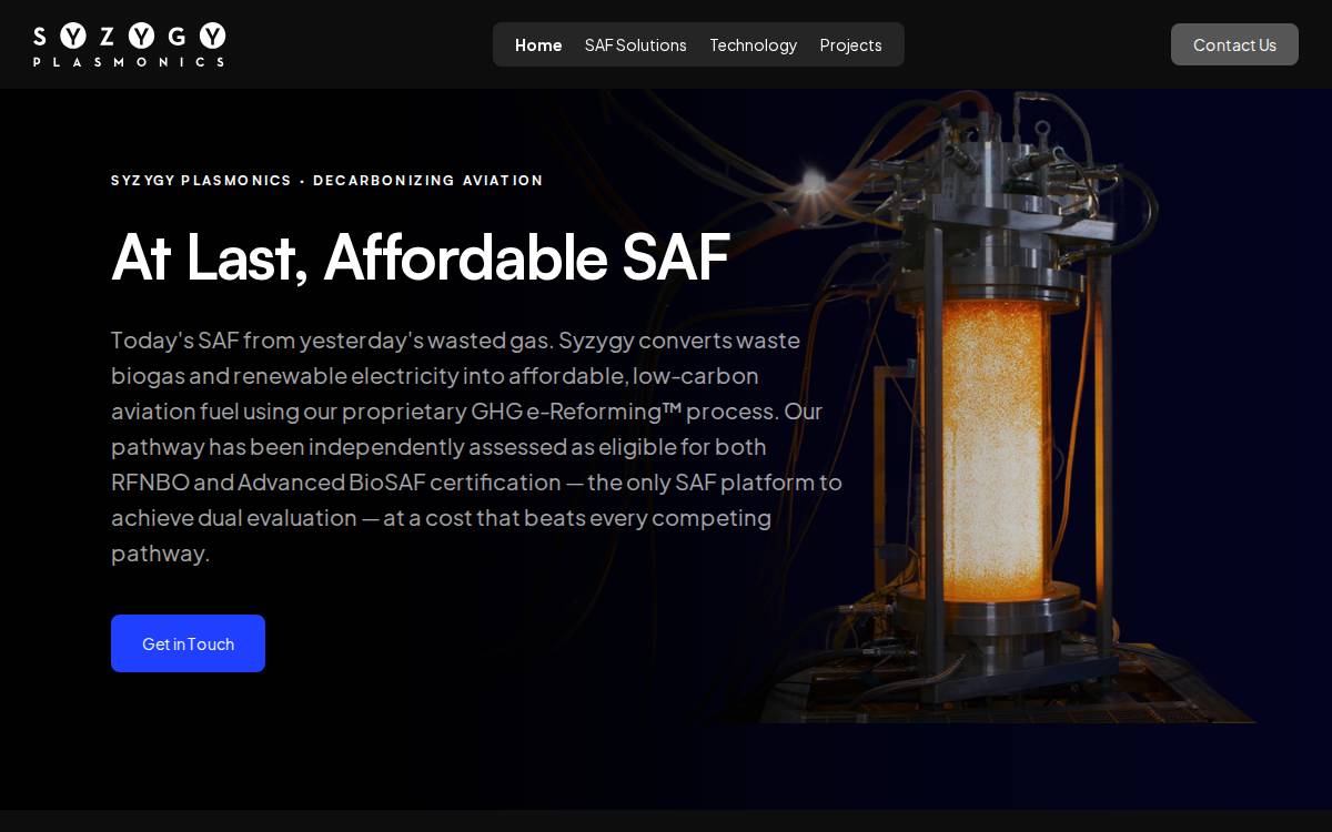 Syzygy Plasmonics website preview