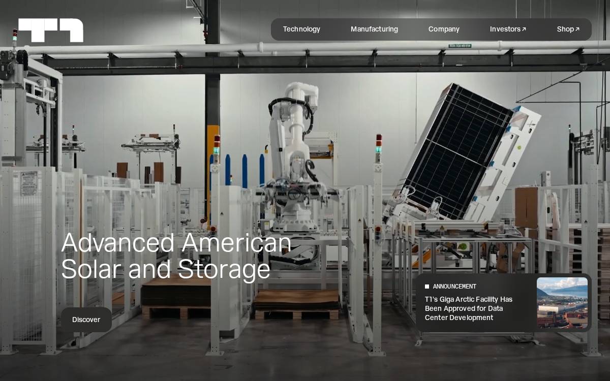 T1 Energy website preview