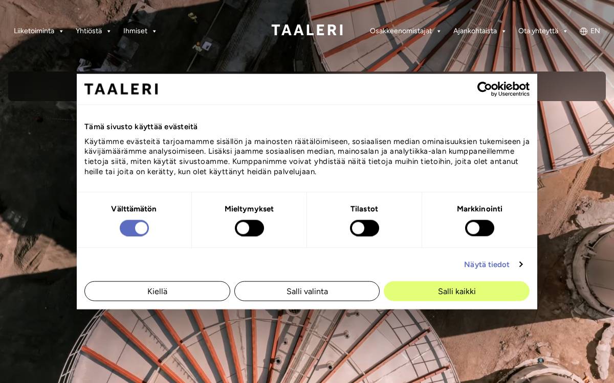 Taaleribioteollisuus website preview