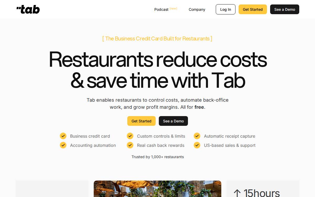 Tab Commerce website preview