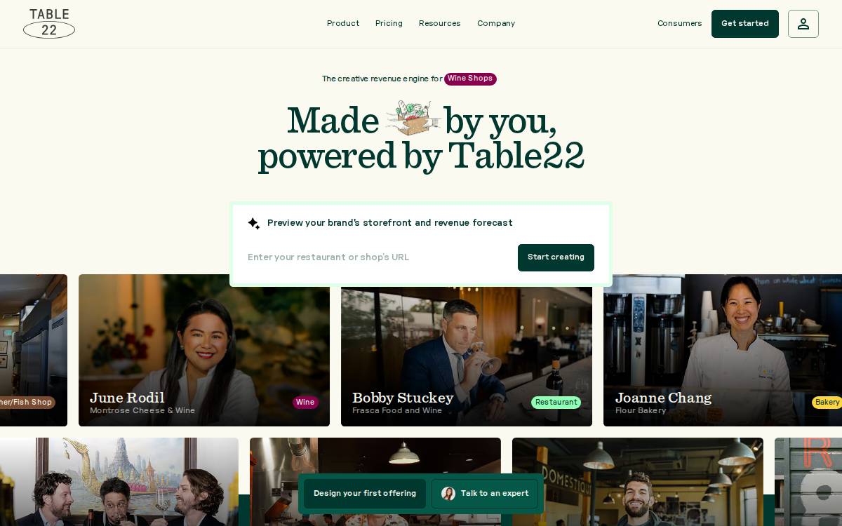Table 22 website preview