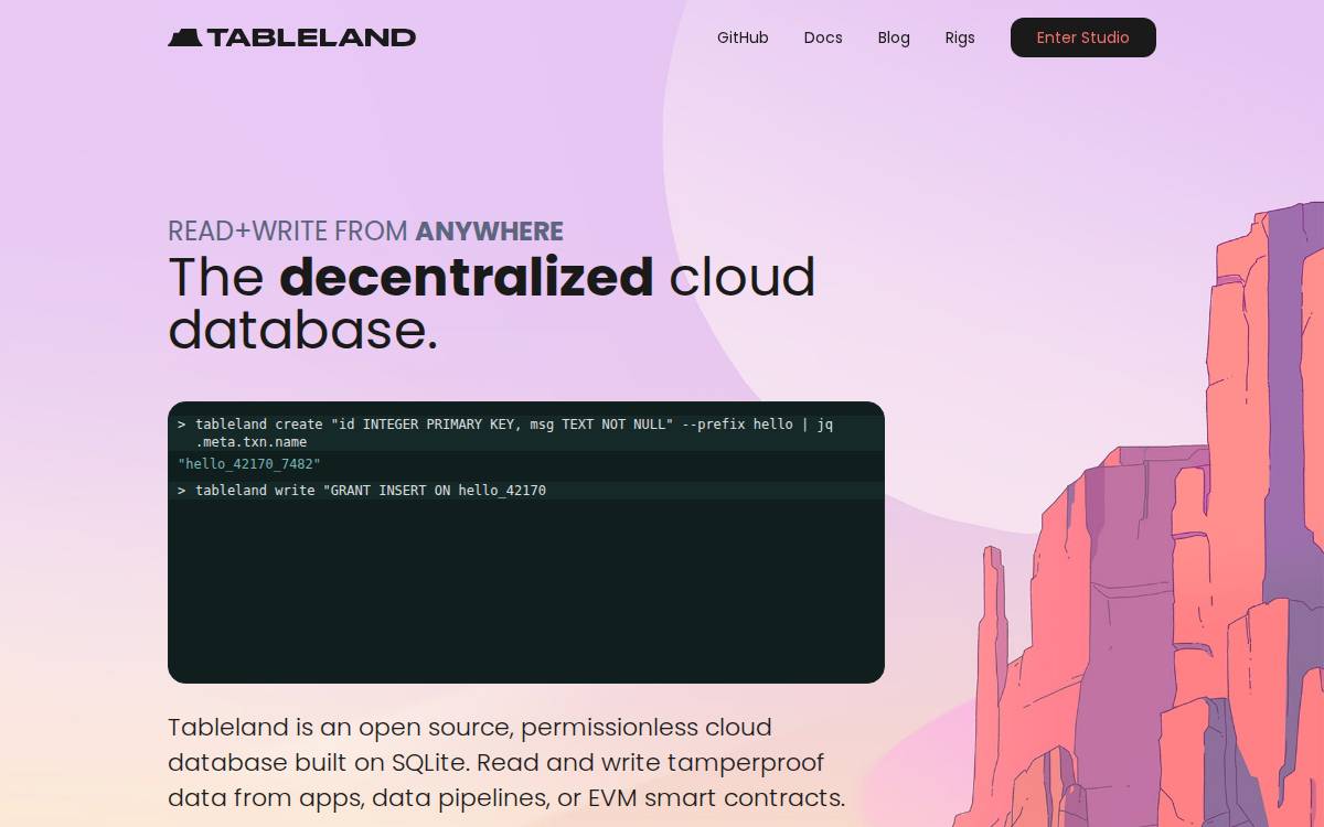 Tableland website preview
