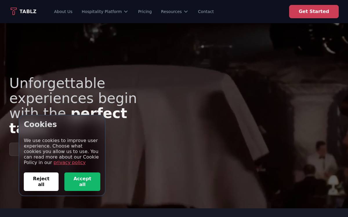 Tablz website preview