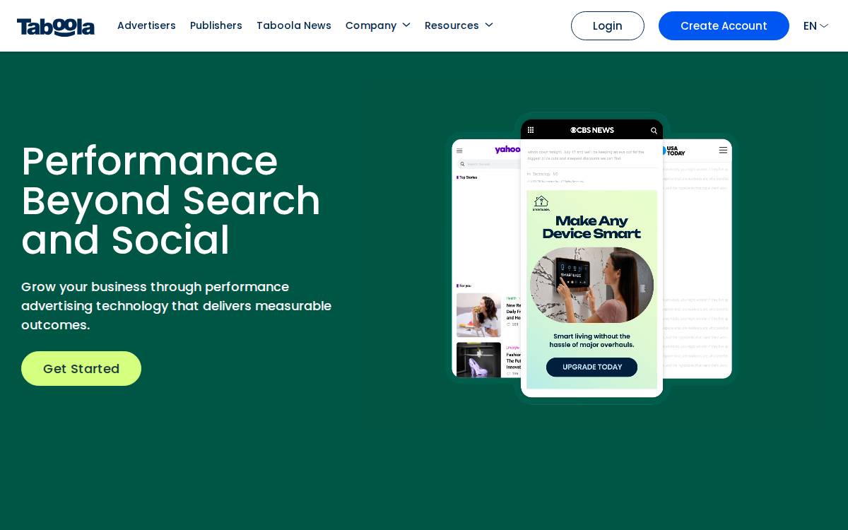 Taboola (NYSE: 2021) website preview