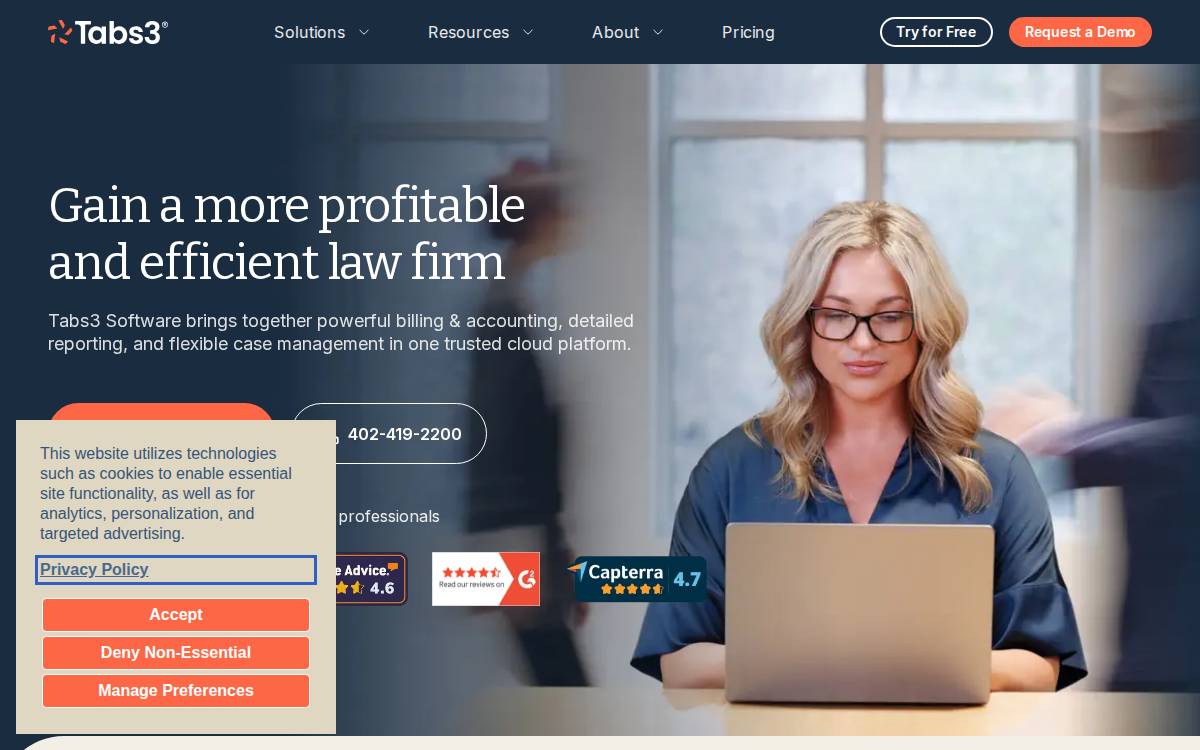 Tabs3 Software website preview