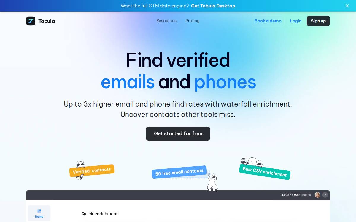 Tabula website preview