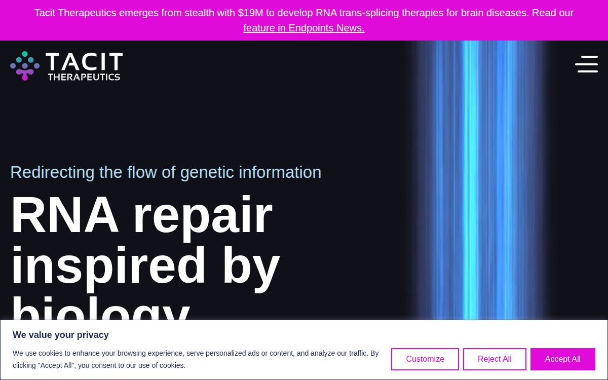 TACIT THERAPEUTICS website preview