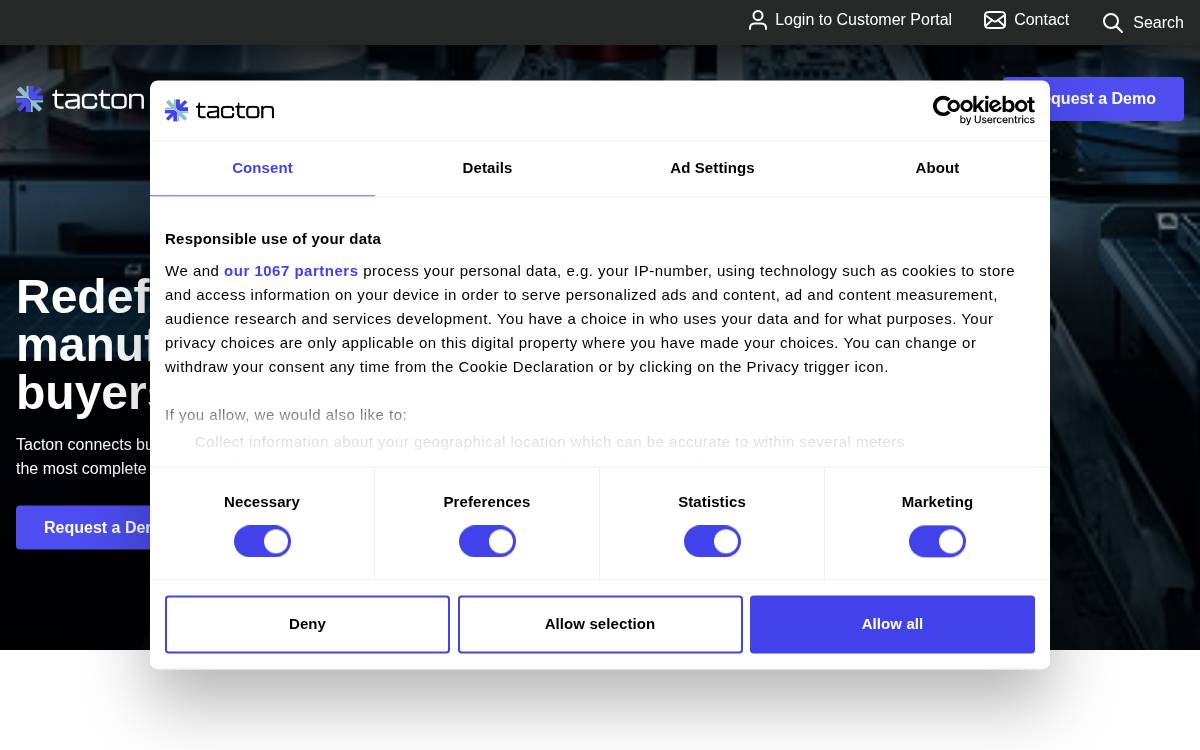 Tacton website preview