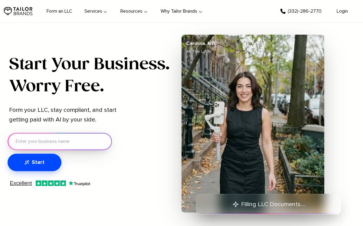 Tailor Brands website preview