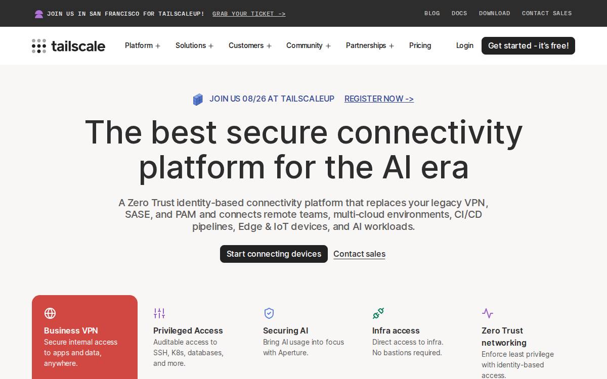 Tailscale website preview