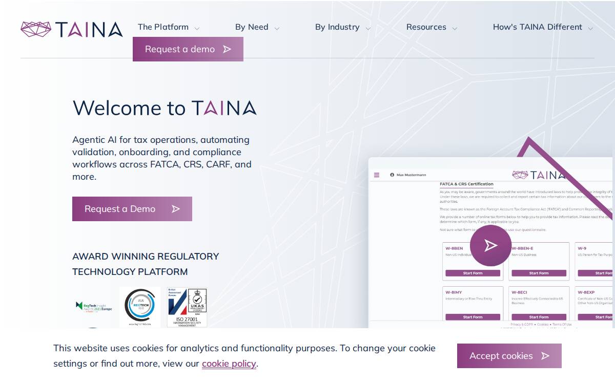 Taina website preview