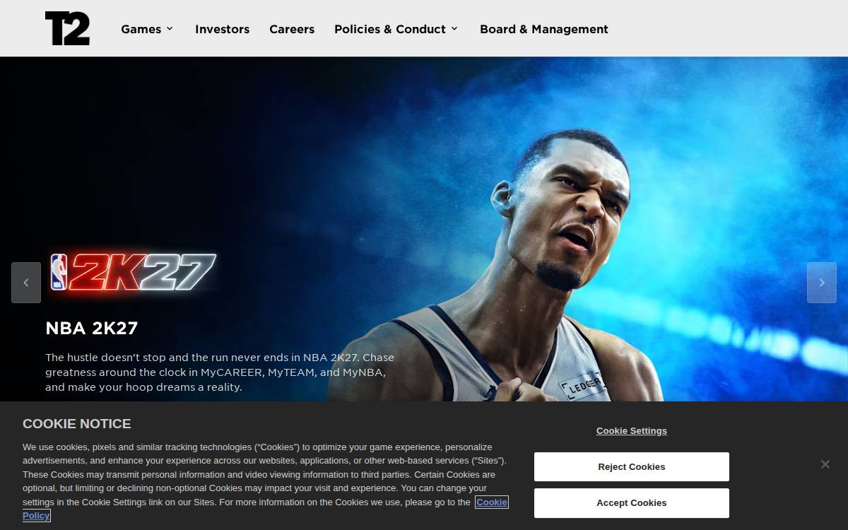 Take TWO Interactive Software website preview