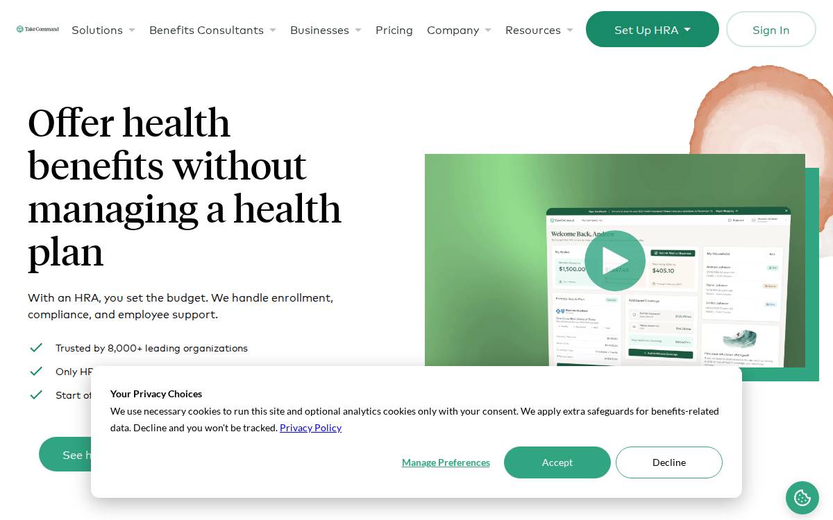 Takecommandhealth website preview
