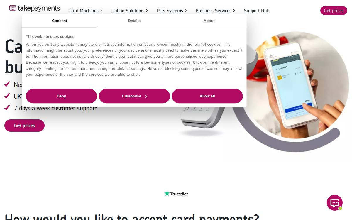TakePayments website preview