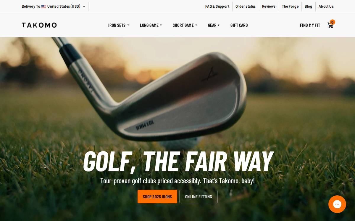 Takomogolf website preview