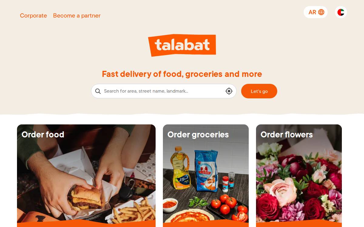 Talabat website preview