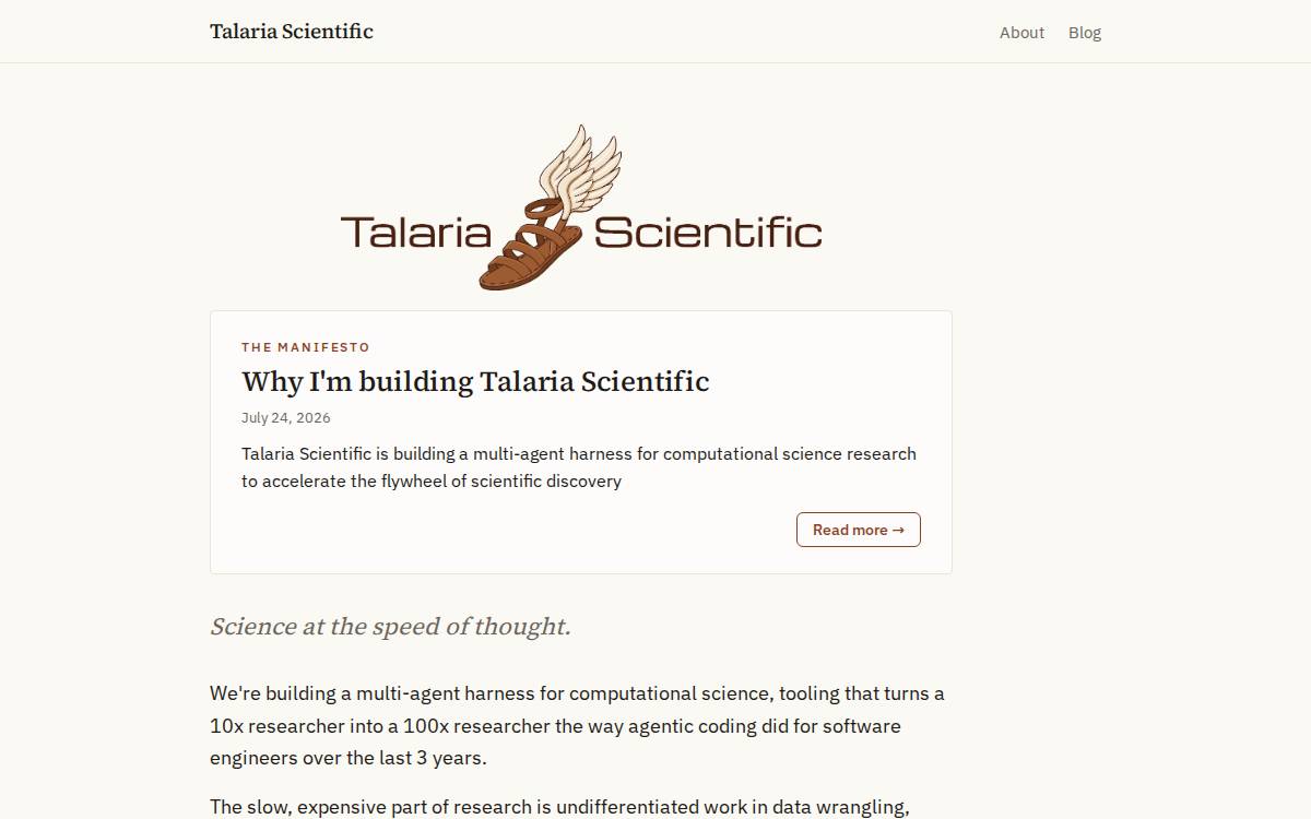 Talaria Scientific website preview