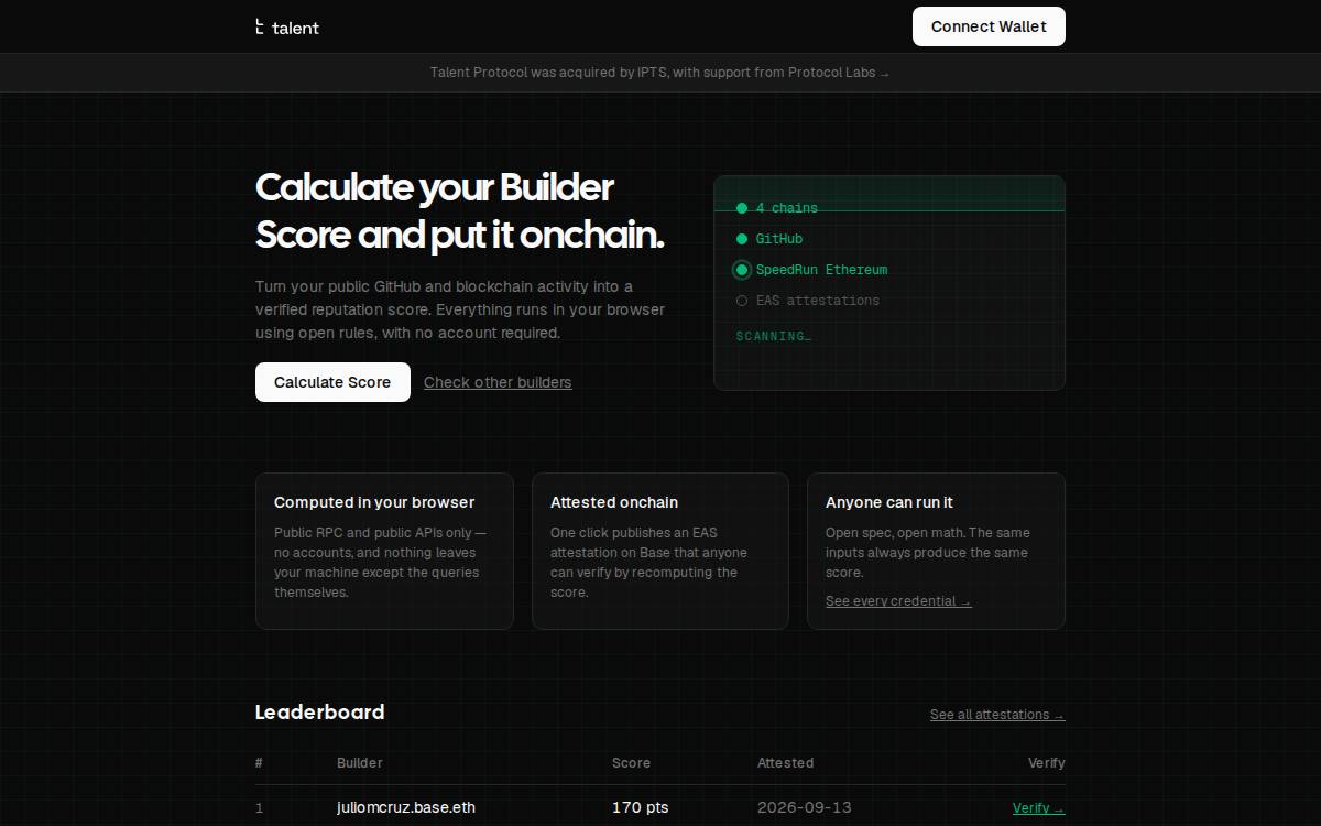 Talent Protocol website preview