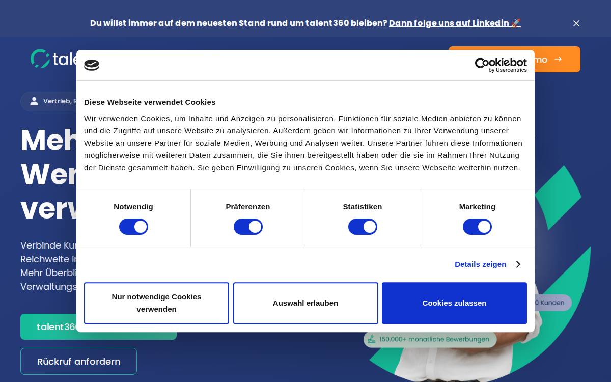 talent360 website preview