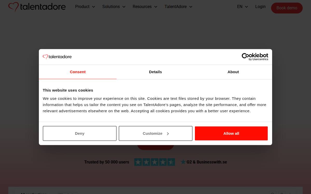 Talentadore website preview
