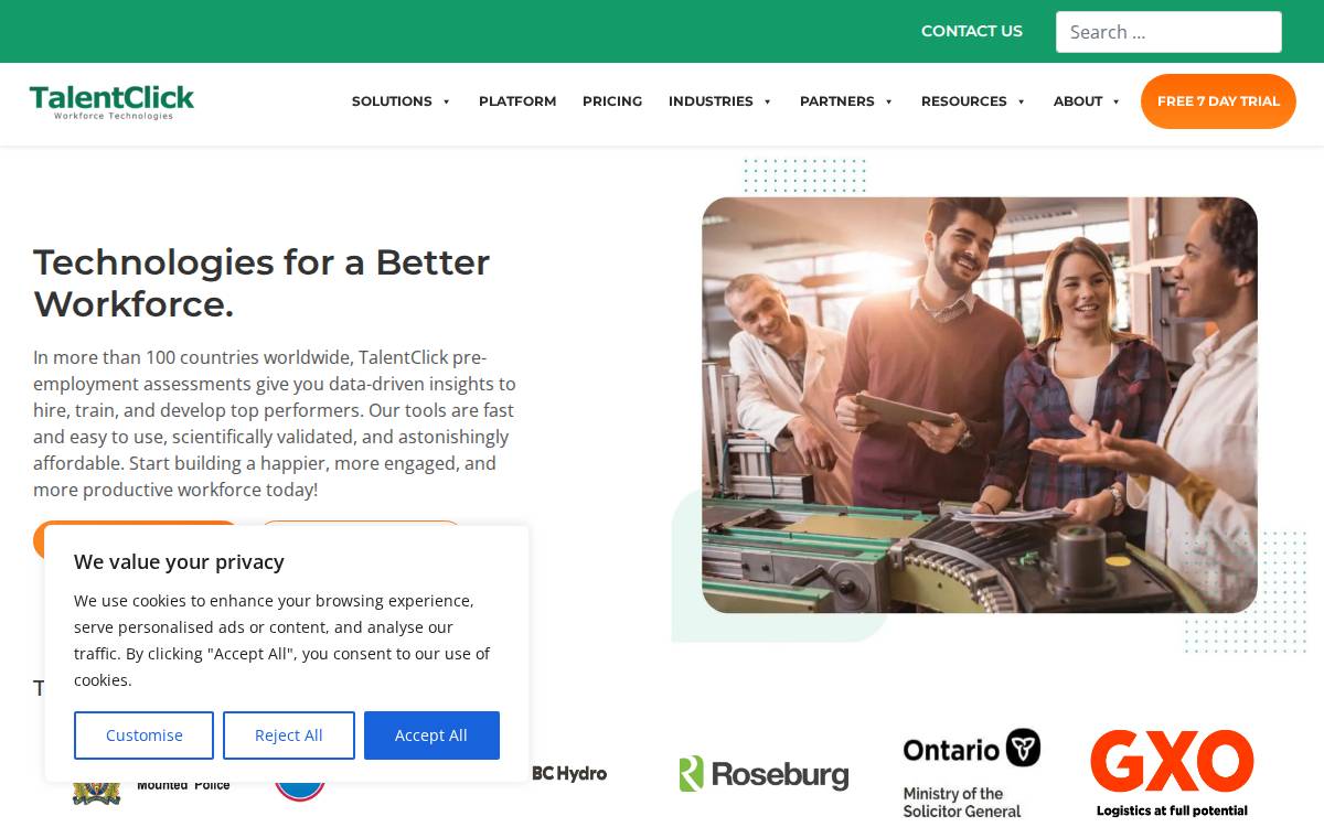 TalentClick website preview