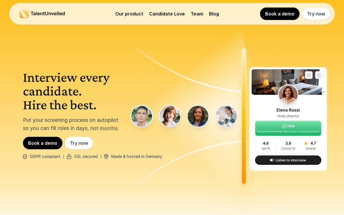 Talentunveiled website preview