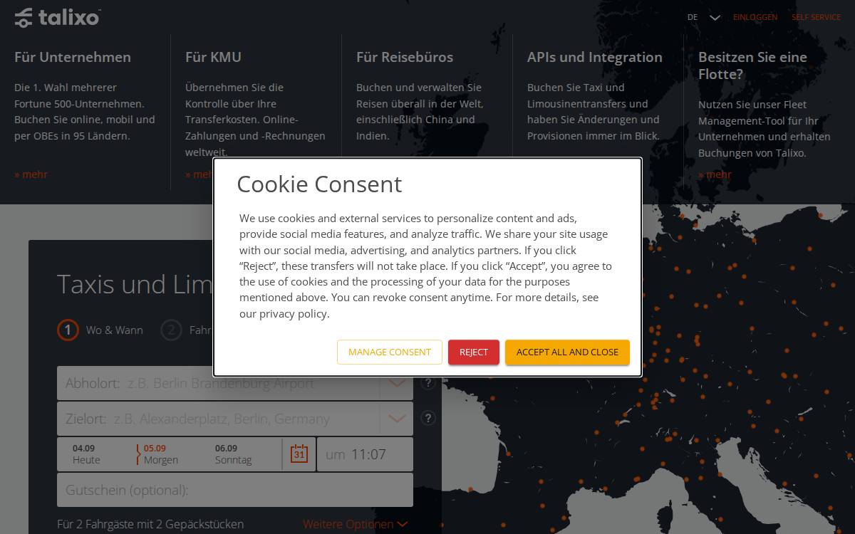 Talixo website preview