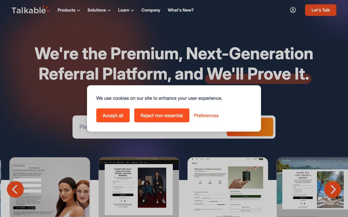 Talkable website preview