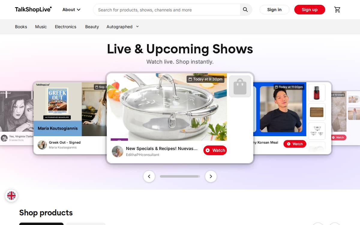 talkshoplive website preview