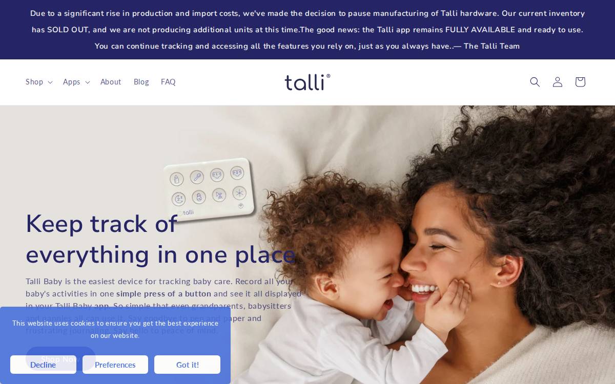 Talli website preview