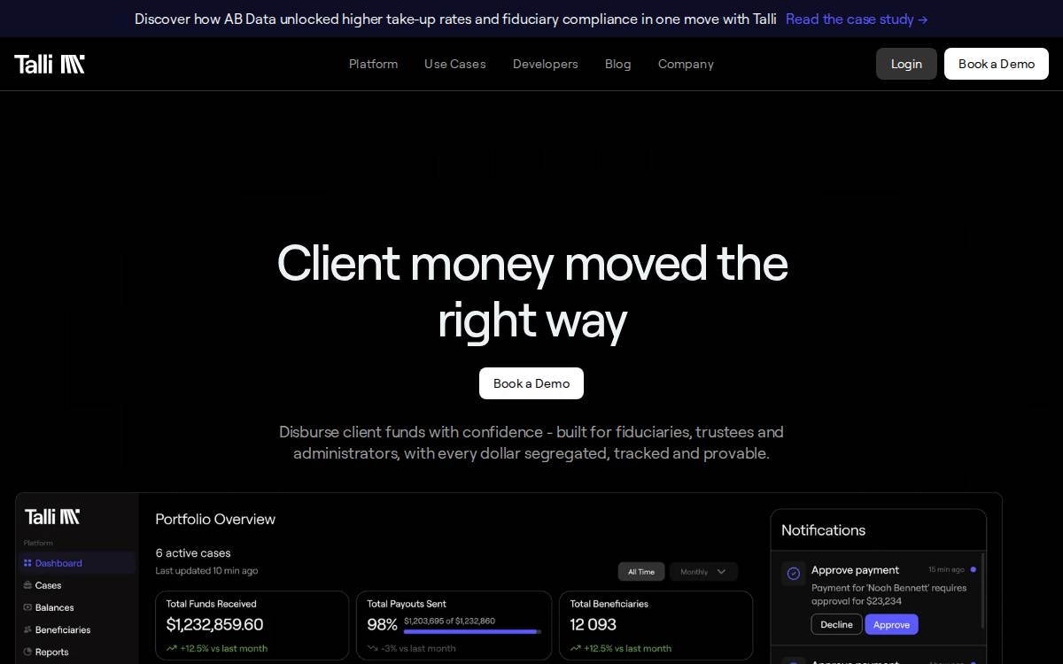 Talli website preview