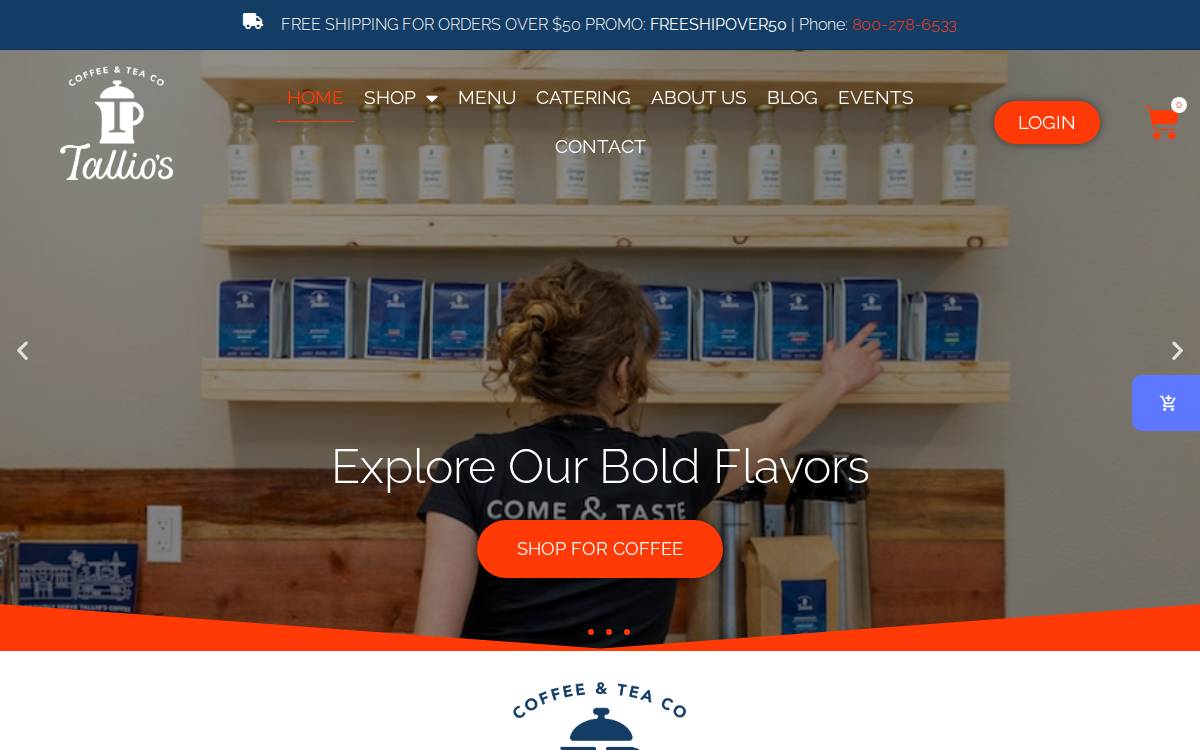 Tallioscoffee website preview