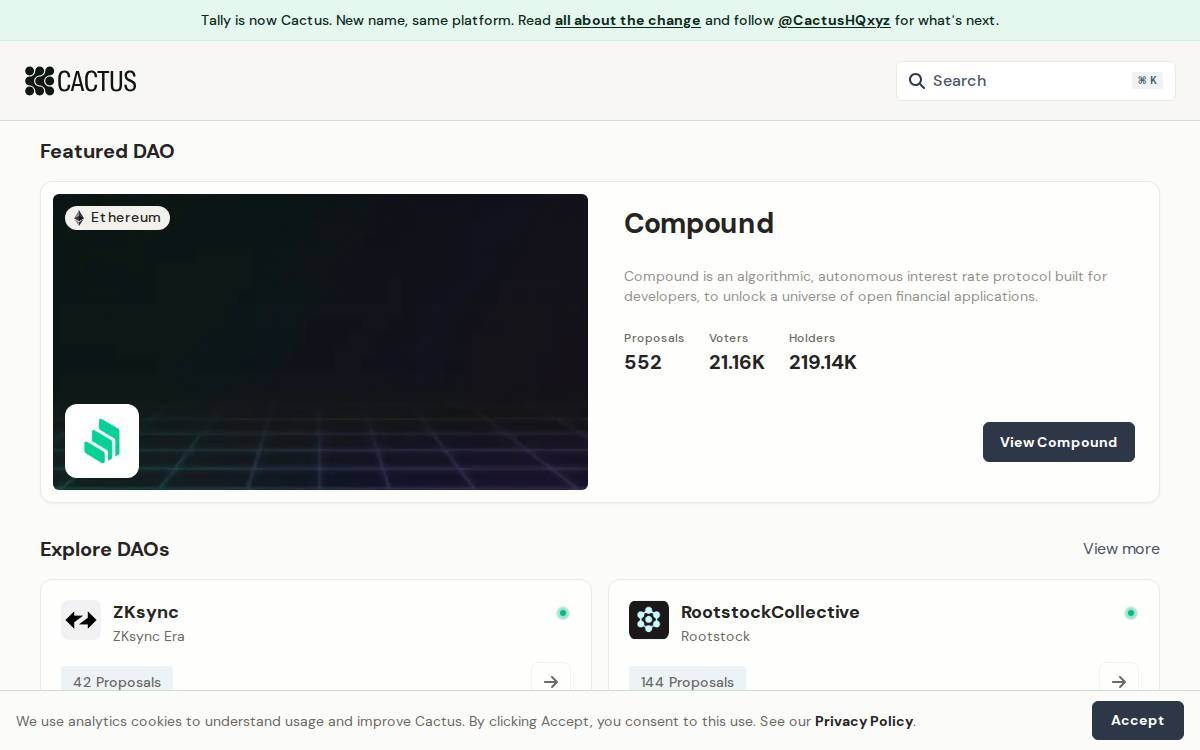 Tally website preview