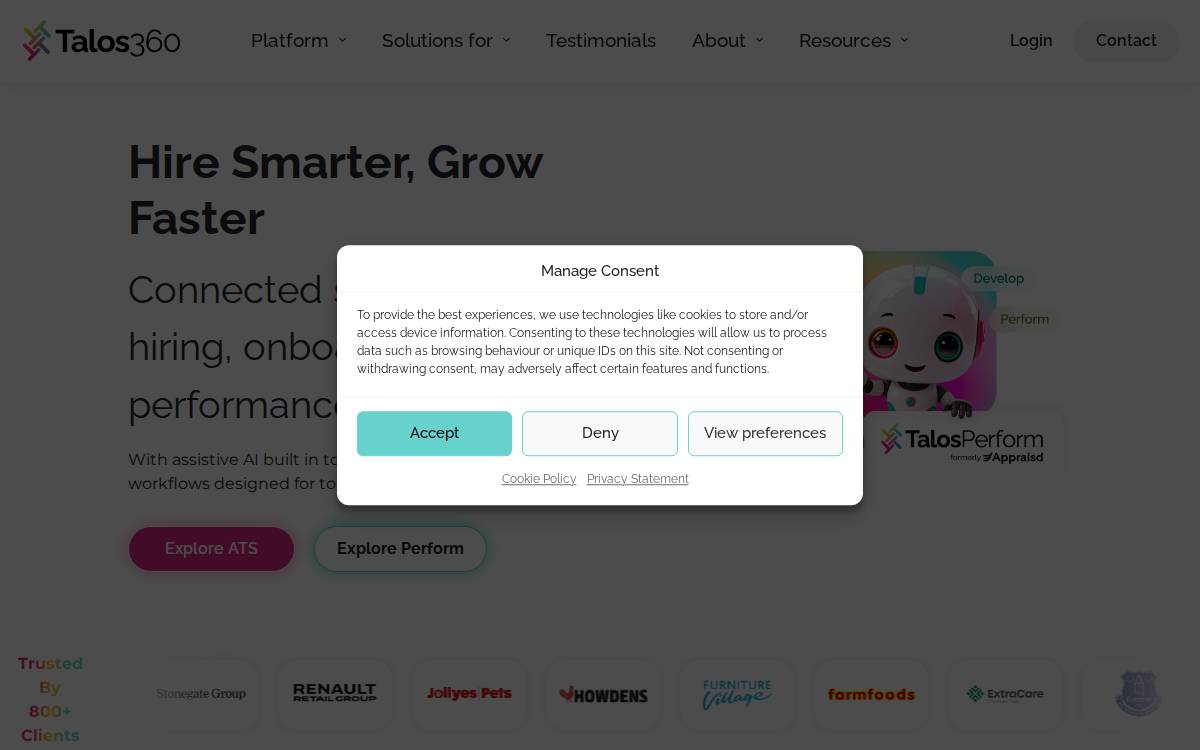 Talos360 website preview