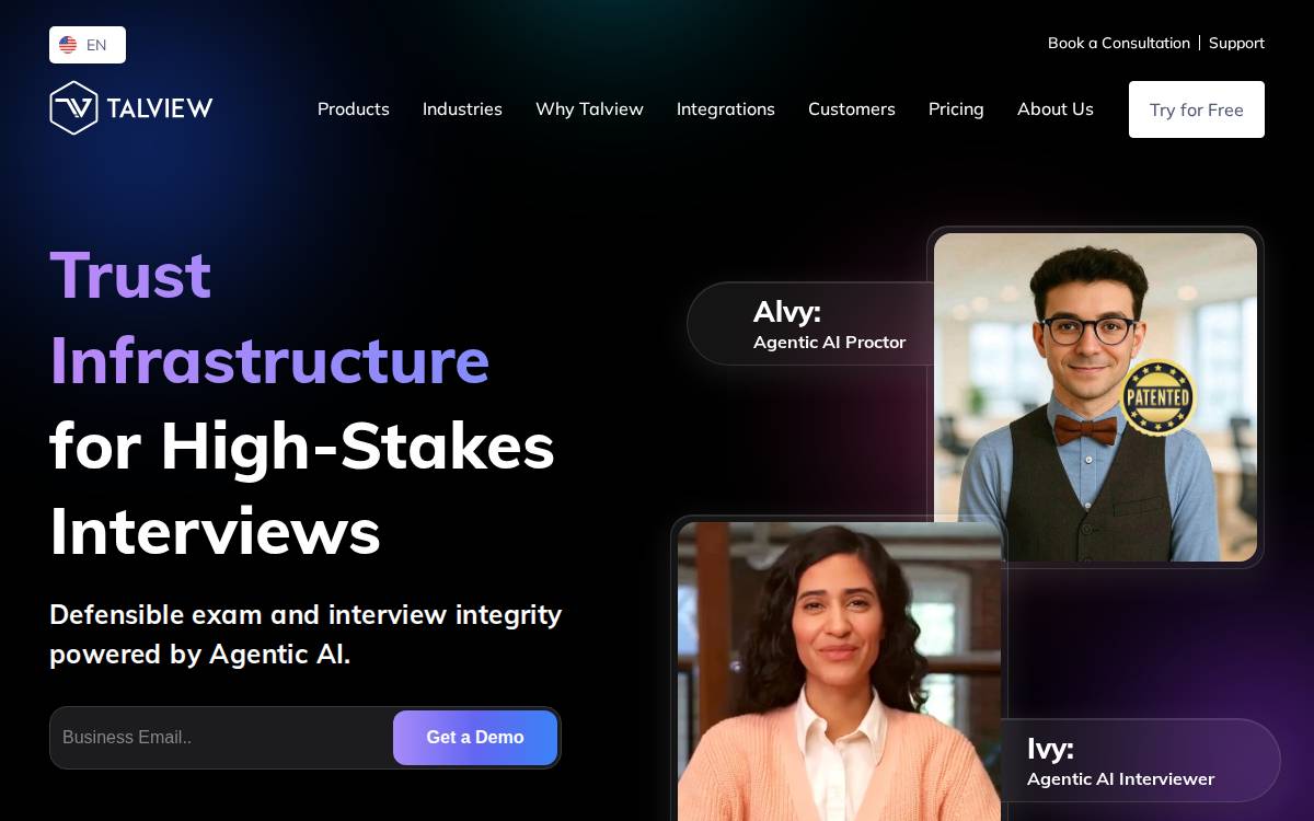 Talview website preview