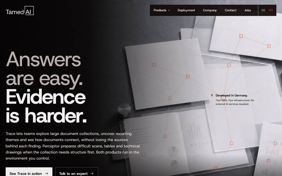 Tamed website preview