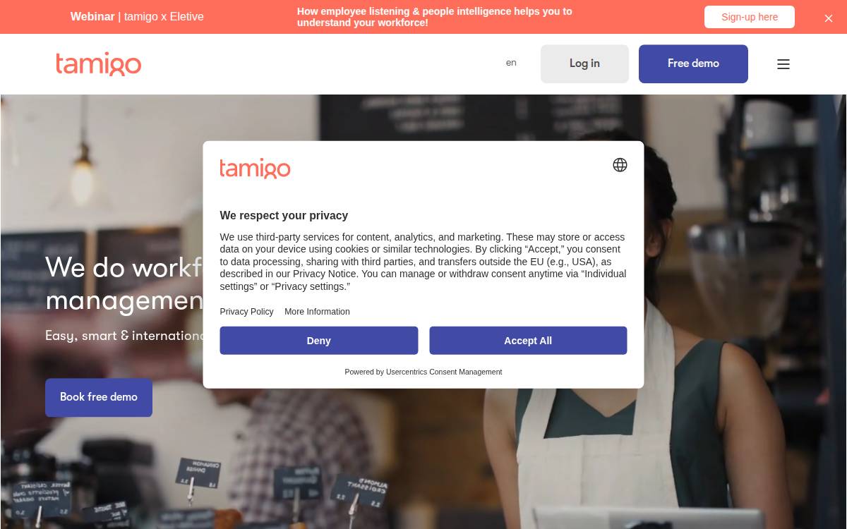 Tamigo website preview