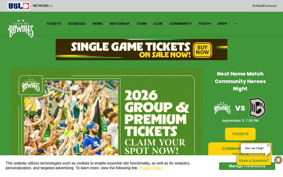Tampa Bay Rowdies website preview