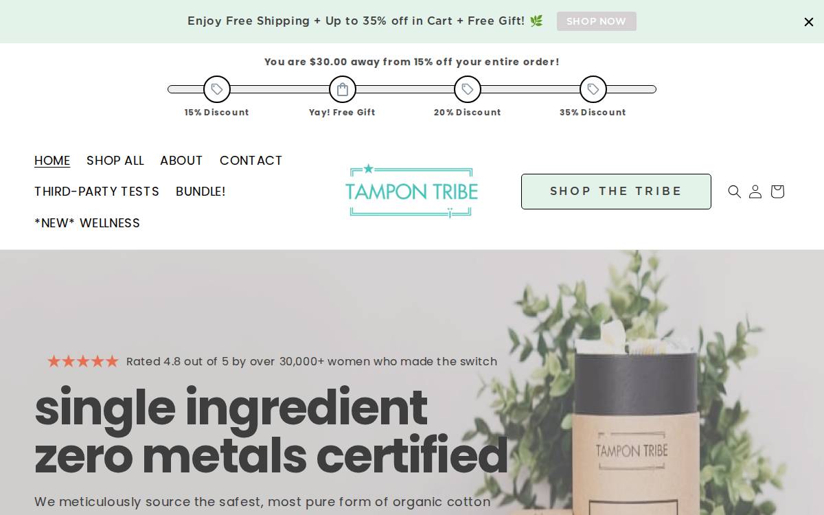 Tampon Tribe website preview