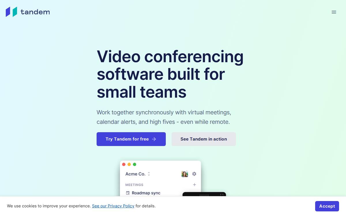 Tandem website preview