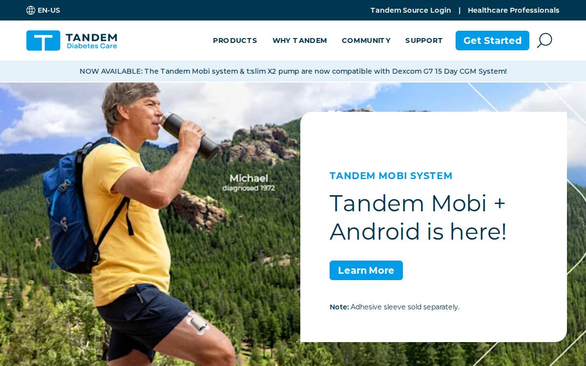 Tandem Diabetes Care, Inc. website preview