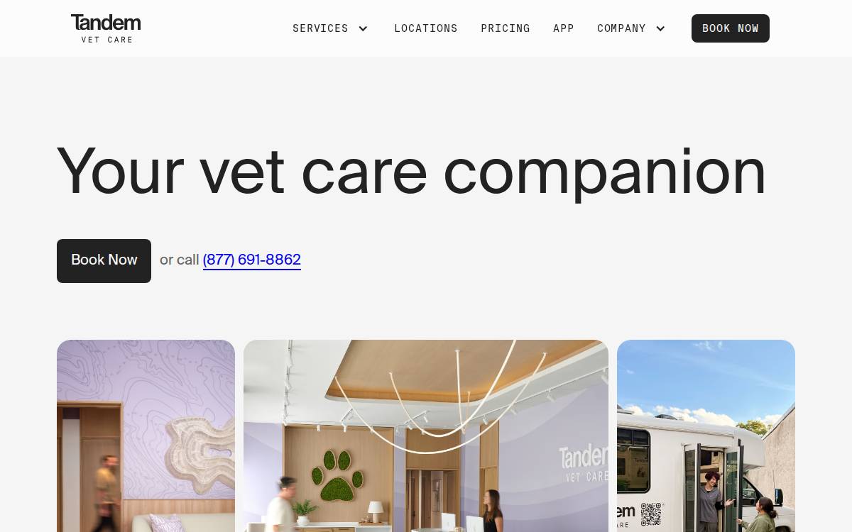 Tandem Vet Care website preview