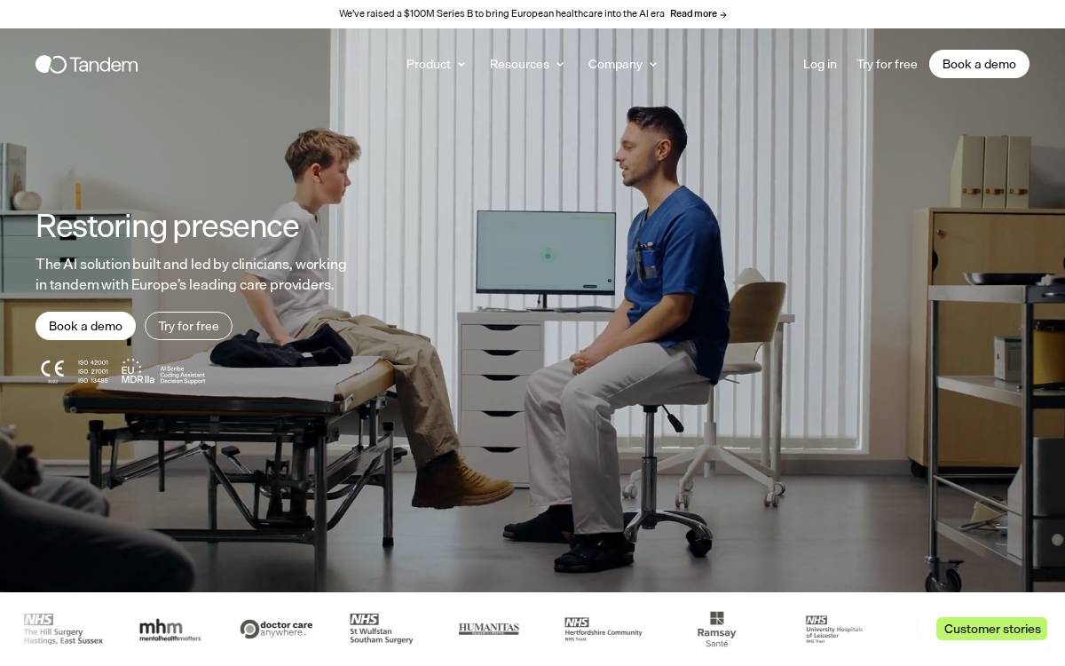 Tandem Health website preview