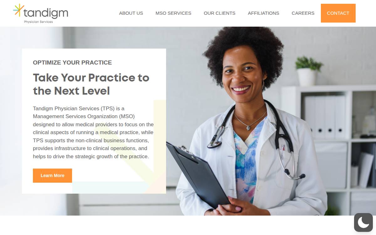Tandigm Physician Services website preview