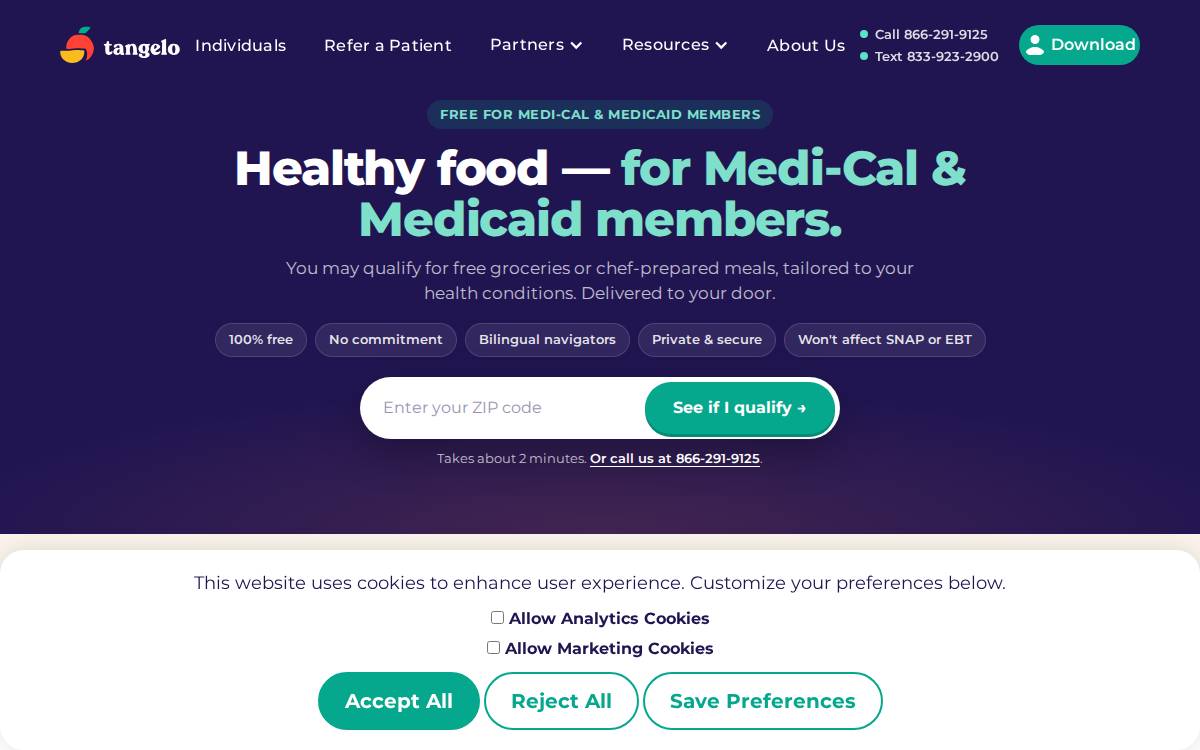 Tangelo website preview
